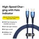USB кабель Baseus Glimmer, USB тип-C, USB тип-A, 100 см, 100 Вт, синий, в нейлоновой оплетке, #CADH000403 Превью 1