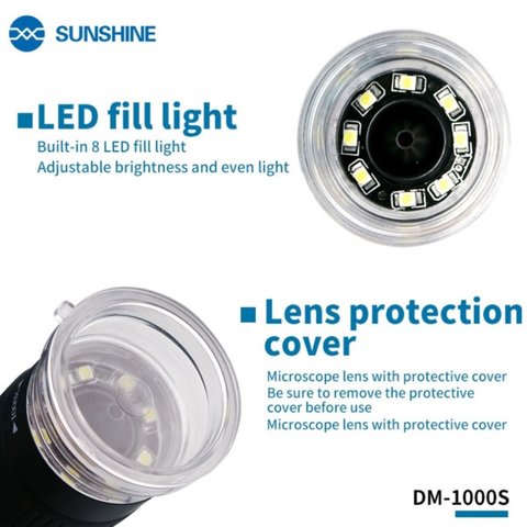 Microscopio Sunshine DM-1000S, USB, 2.0 MP, iluminación superior, hasta 1000X Vista previa  3