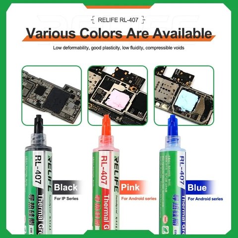 Thermal Compound RELIFE  RL-407 , (silicone, in a syringe, 20 ml, black, 6 Вт/м*К) Preview 2