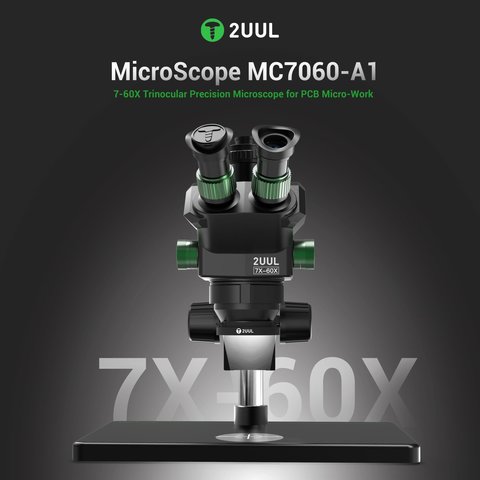 Microscopio 2UUL MC7060-A1, trinocular, 7X-60X Vista previa  1