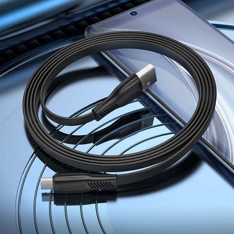 USB кабель Borofone BX85, USB тип-A, micro-USB тип-B, 100 см, 2,4 А, черный, #6974443387094 Превью 1