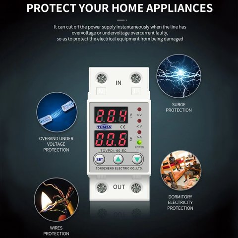 Реле напруги TOMZN TOVPD1-40-VA, 220 В, 40 A, з захистом по струму і напрузі Прев'ю 5